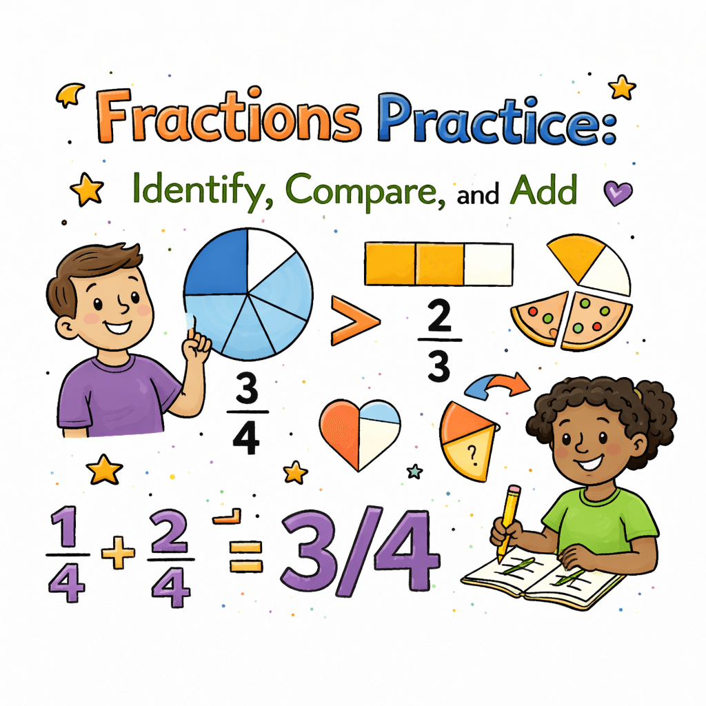 Fractions Practice: Identify, Compare, and Add