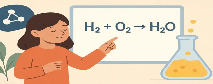 AI-generated educational cover illustration for From Words to Chemical Equations
