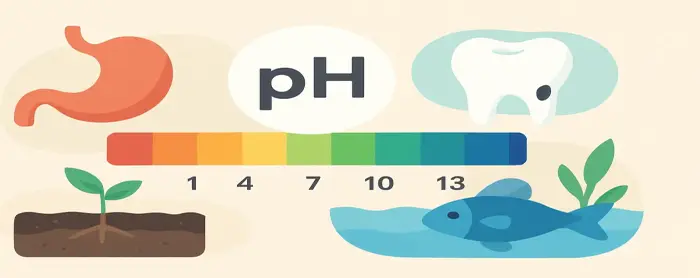 AI-generated educational cover illustration for pH in Real Life: Stomach, Teeth, Soil and Water