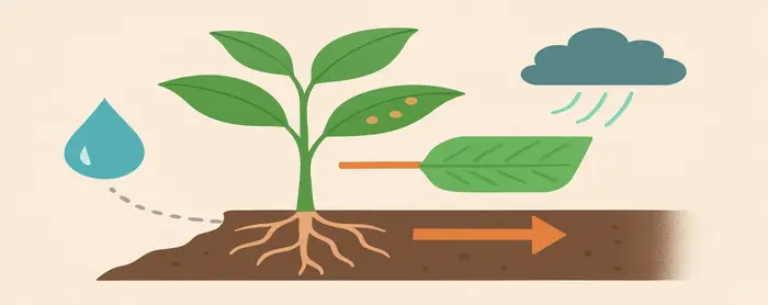 AI-generated educational cover illustration for Plant Transport: Xylem, Phloem and Transpiration Pull